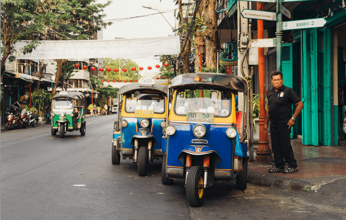 Streets of Bangkok with tuk-tuks