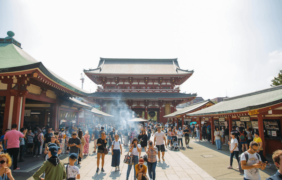 Traditional streets of Asakusa district in Tokyo